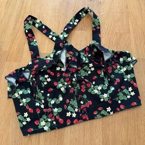 Collectif SMALL Black Emilia Wild Strawberry Ruffle Blouse Top